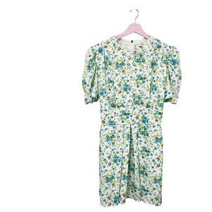 MSGM Italy Floral Short Sleeve White Dress Size IT 46/ Size L